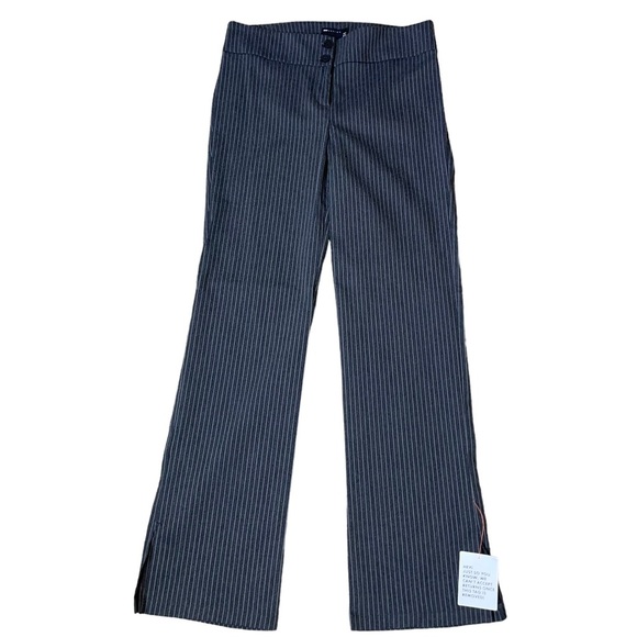 ASOS DESIGN pinstripe flare pants in gray low rise wide leg button zip up SZ 8 - Picture 1 of 11